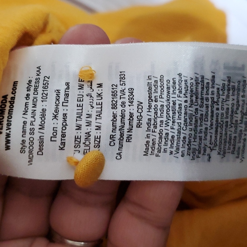 Vero Moda Yellow Button Up Square Neck Cotton Dress Size M Fall/Spring/Summer - Picture 9 of 9